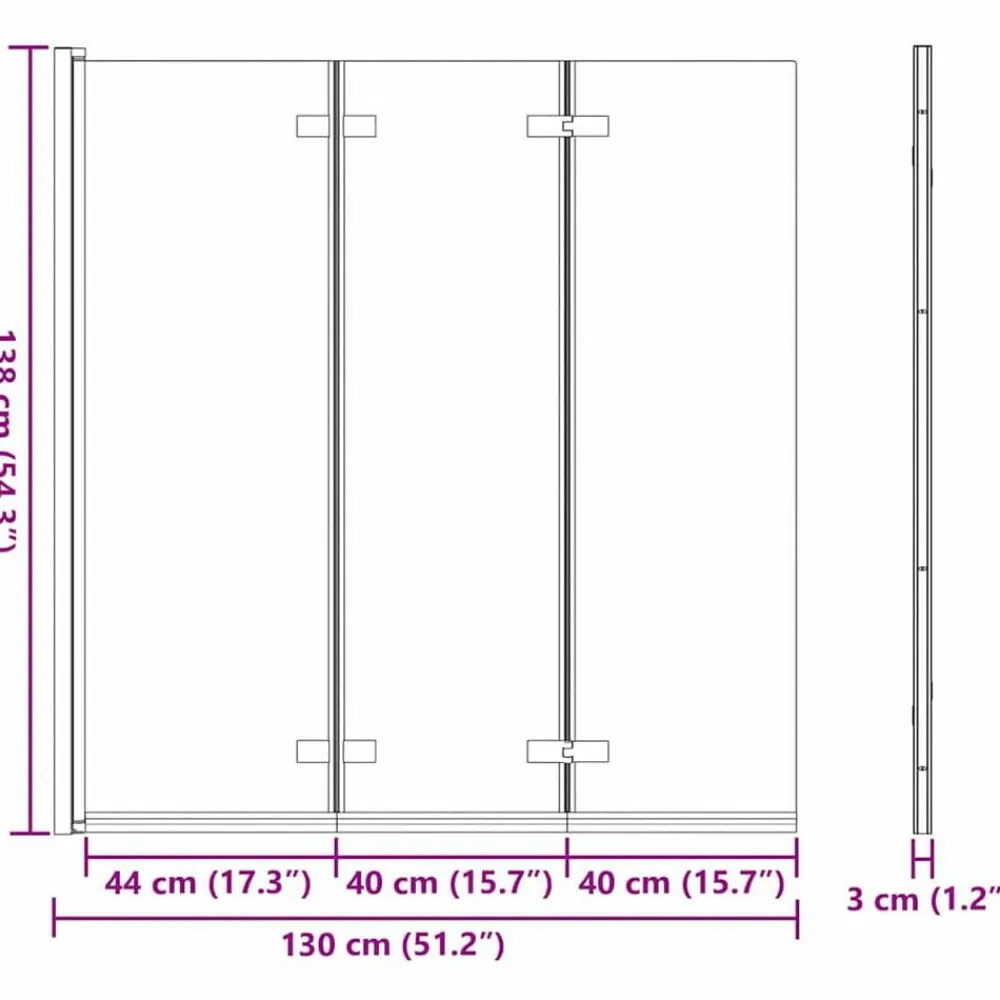 vidaXL Enclosure de Ducha 130 x 138 cm Vidrio ESG y Aluminio Negro New