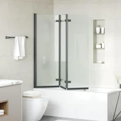 vidaXL Enclosure de Ducha 130 x 138 cm Vidrio ESG y Aluminio Negro New