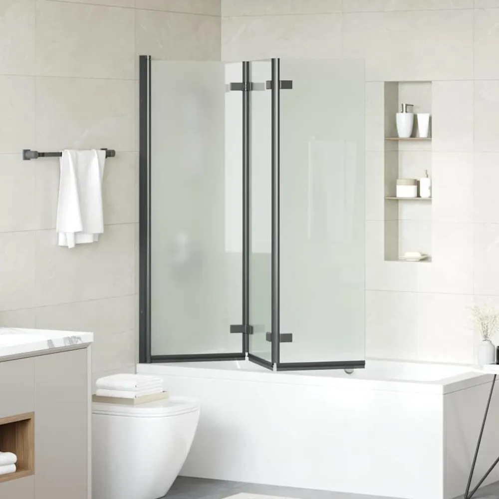 vidaXL Enclosure de Ducha 130 x 138 cm Vidrio ESG y Aluminio Negro New