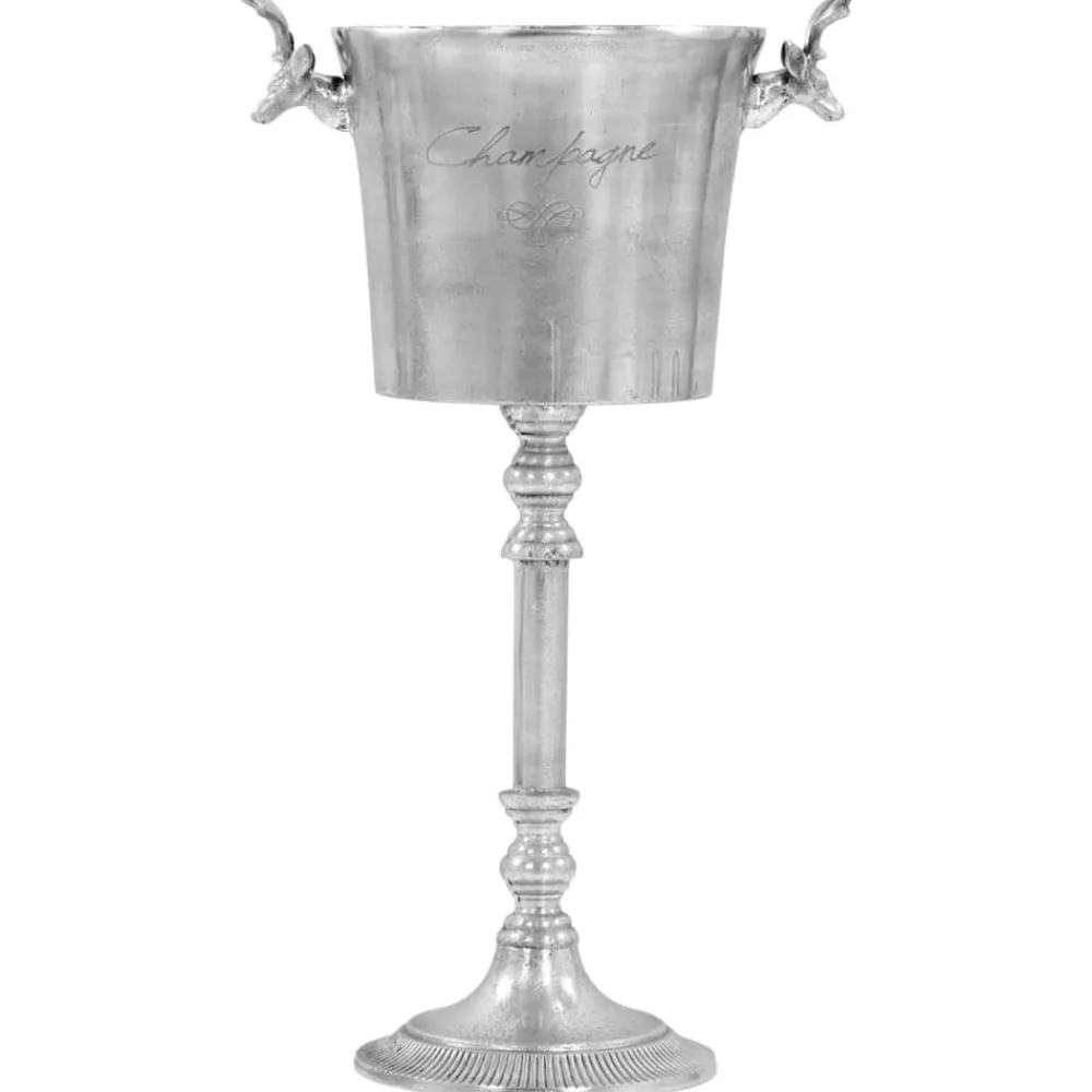 vidaXL Decoración-Enfriador de champán de aluminio macizo 39x29x71 cm plateado