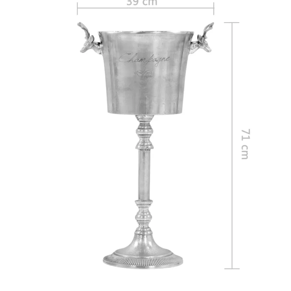 vidaXL Decoración-Enfriador de champán de aluminio macizo 39x29x71 cm plateado
