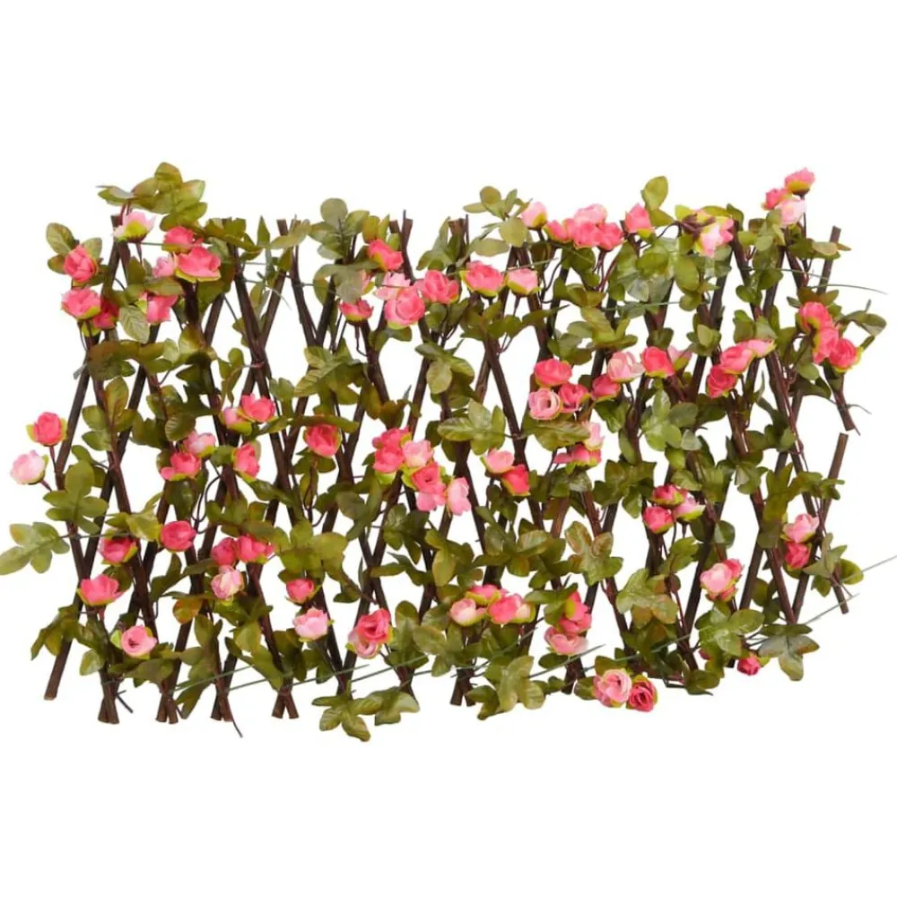 vidaXL Enrejado valla expansible de hiedra artificial rosa 180x20 cm Online