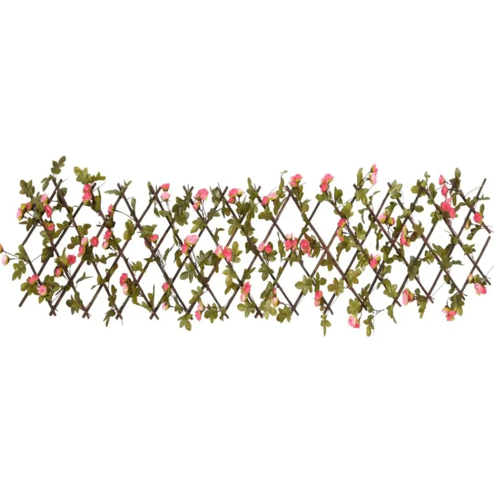 vidaXL Enrejado valla expansible de hiedra artificial rosa 180x20 cm Online