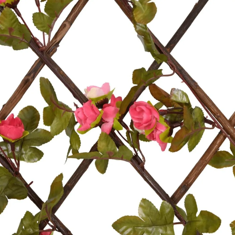 vidaXL Enrejado valla expansible de hiedra artificial rosa 180x20 cm Online