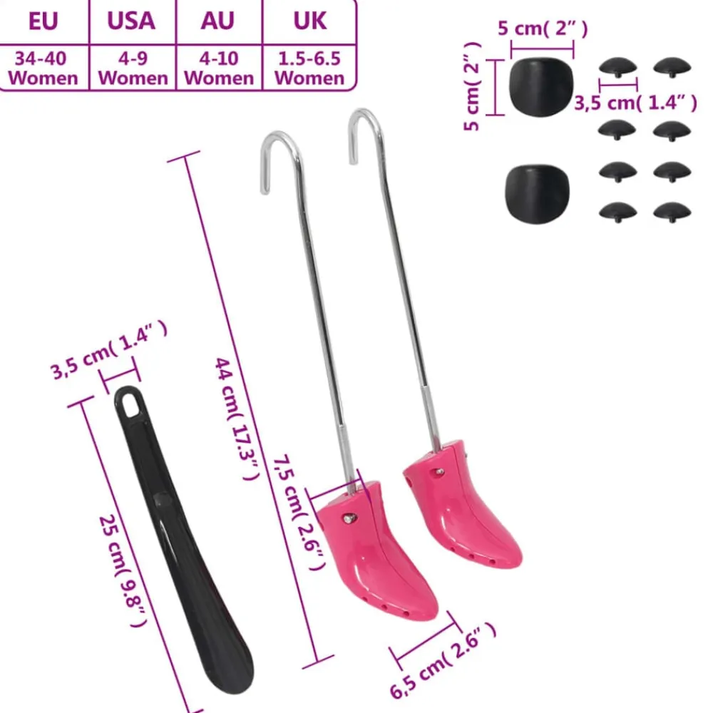 vidaXL Productos Del Hogar-Ensanchadores de botas con horma plástico rosa EU 34-40
