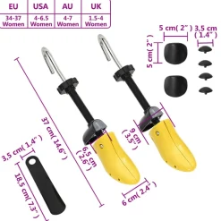vidaXL Productos Del Hogar-Ensanchadores de zapatos con horma plástico amarillo EU 34-37