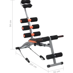 vidaXL Fitness Y Musculación-Entrenador de abdominales en forma de L con cuerdas elásticas