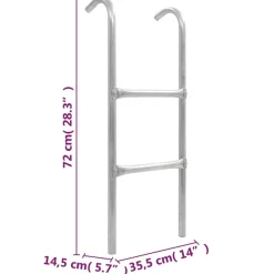 vidaXL Estructuras Para Juegos Al Aire Libre-Escalera de cama elástica de 2 peldaños acero plateado 72 cm (apto para 65 cm de alto)