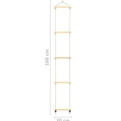 vidaXL Escalera de cuerda para niños madera maciza y PE 30x168 cm Online