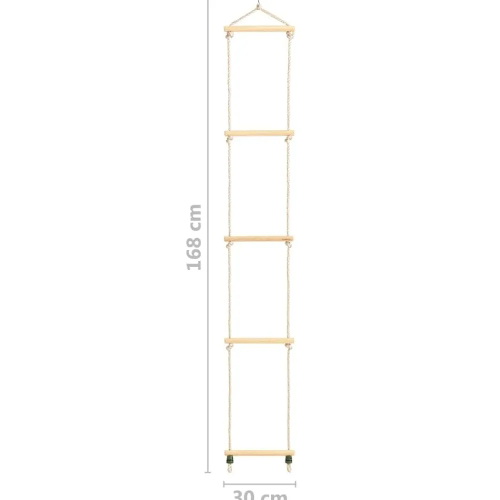 vidaXL Escalera de cuerda para niños madera maciza y PE 30x168 cm Online