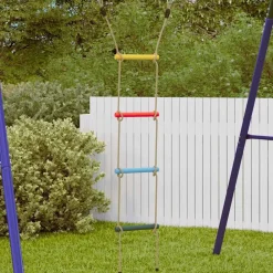 vidaXL Escalera de cuerda para niños con 4 peldaños multicolor Discount