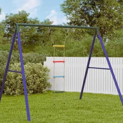 vidaXL Escalera de cuerda para niños con 4 peldaños multicolor Discount