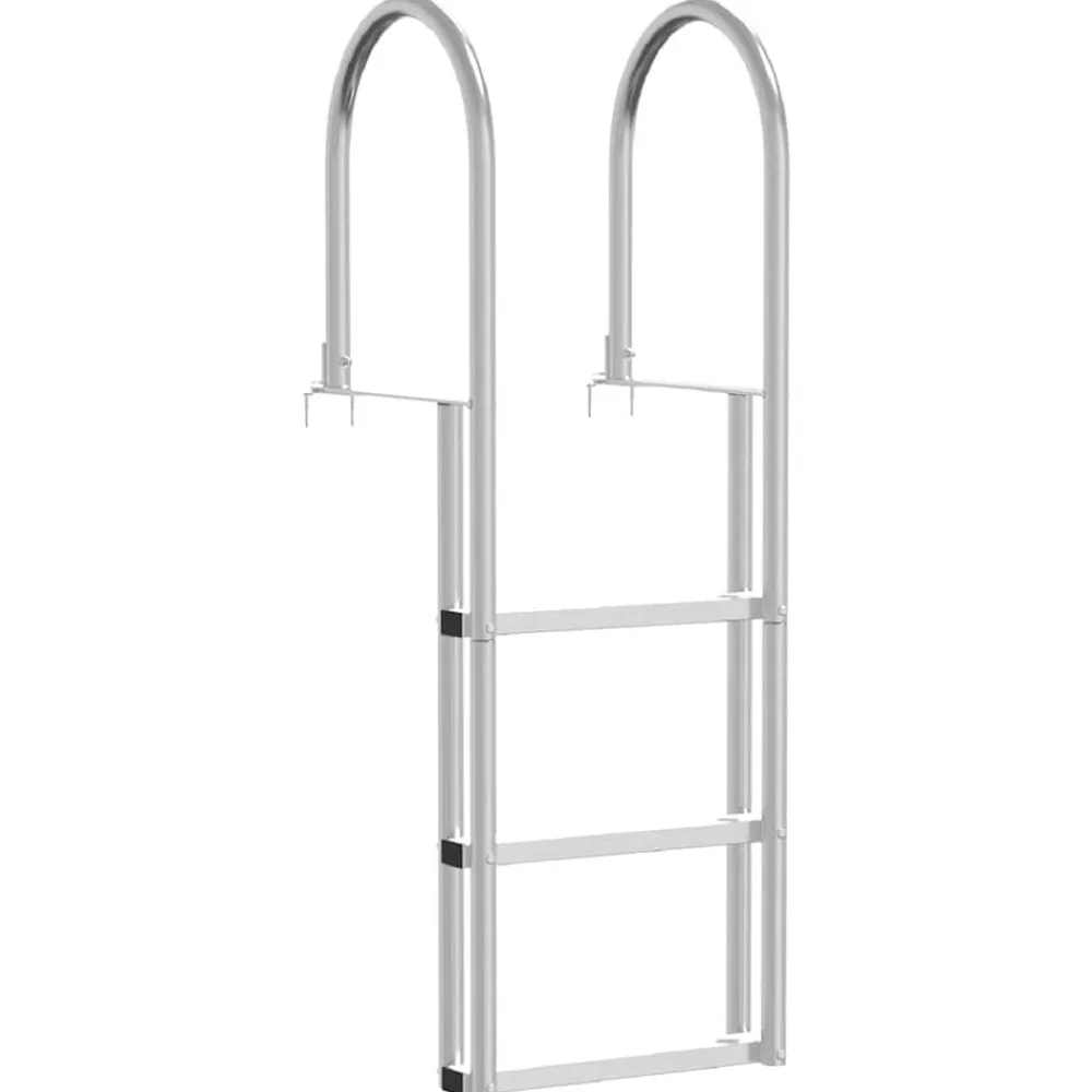vidaXL Piezas Y Accesorios Para Vehículos-Escalera de muelle de 3 pasos Plateado 45 x 11,5 x 134 cm