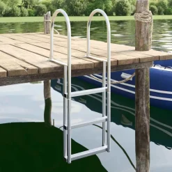 vidaXL Piezas Y Accesorios Para Vehículos-Escalera de muelle de 3 pasos Plateado 45 x 11,5 x 134 cm