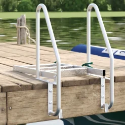 vidaXL Piezas Y Accesorios Para Vehículos-Escalera de muelle de 3 pasos Plateado 58 x 77 x 144 cm