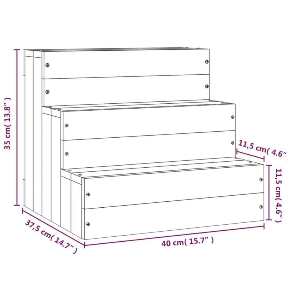 vidaXL Productos Para Mascotas-Escalera para mascotas madera maciza pino 40x37,5x35 cm
