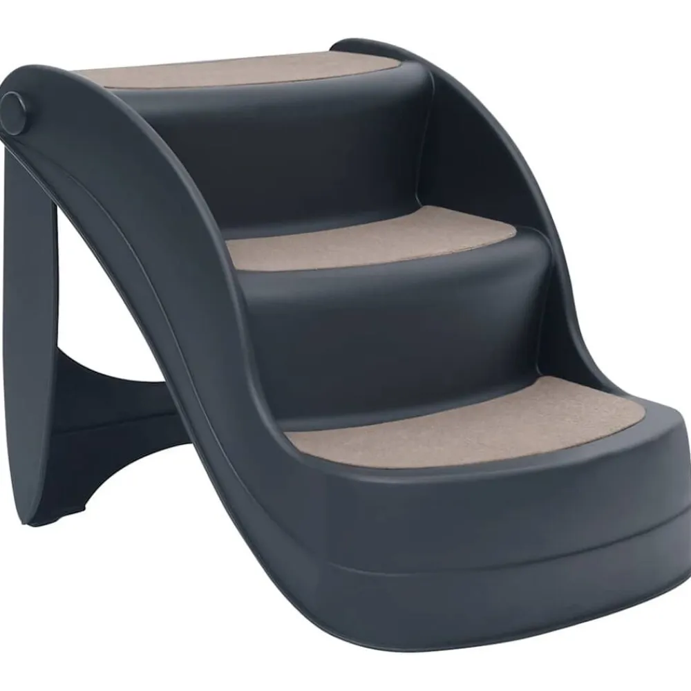 vidaXL Escalera para perros plegable de 3 peldaños Gris oscuro Outlet