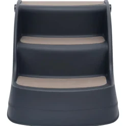 vidaXL Escalera para perros plegable de 3 peldaños Gris oscuro Outlet
