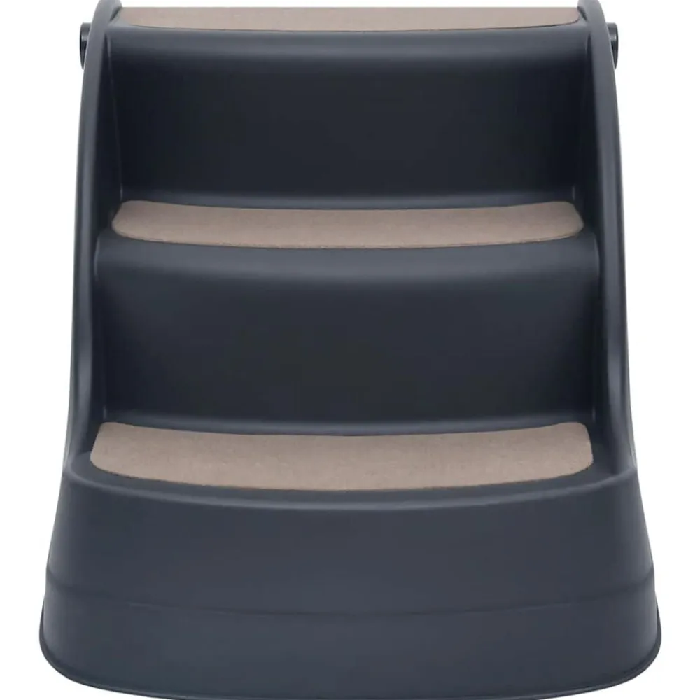 vidaXL Escalera para perros plegable de 3 peldaños Gris oscuro Outlet
