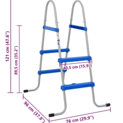 vidaXL Escalera para piscina elevada acero y plástico 84 cm