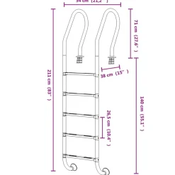 vidaXL Escalera para piscina acero inoxidable 304 54x38x211 cm Online