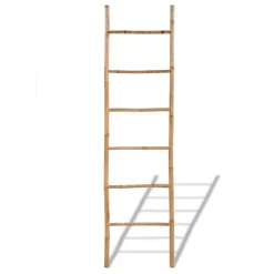 vidaXL Accesorios Para El Baño-Escalera para toallas con 6 peldaños de bambú