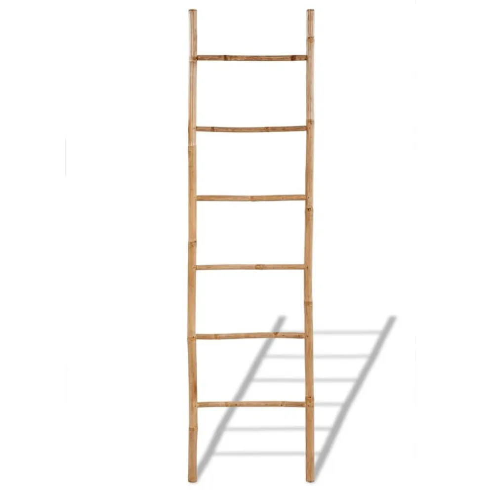 vidaXL Accesorios Para El Baño-Escalera para toallas con 6 peldaños de bambú
