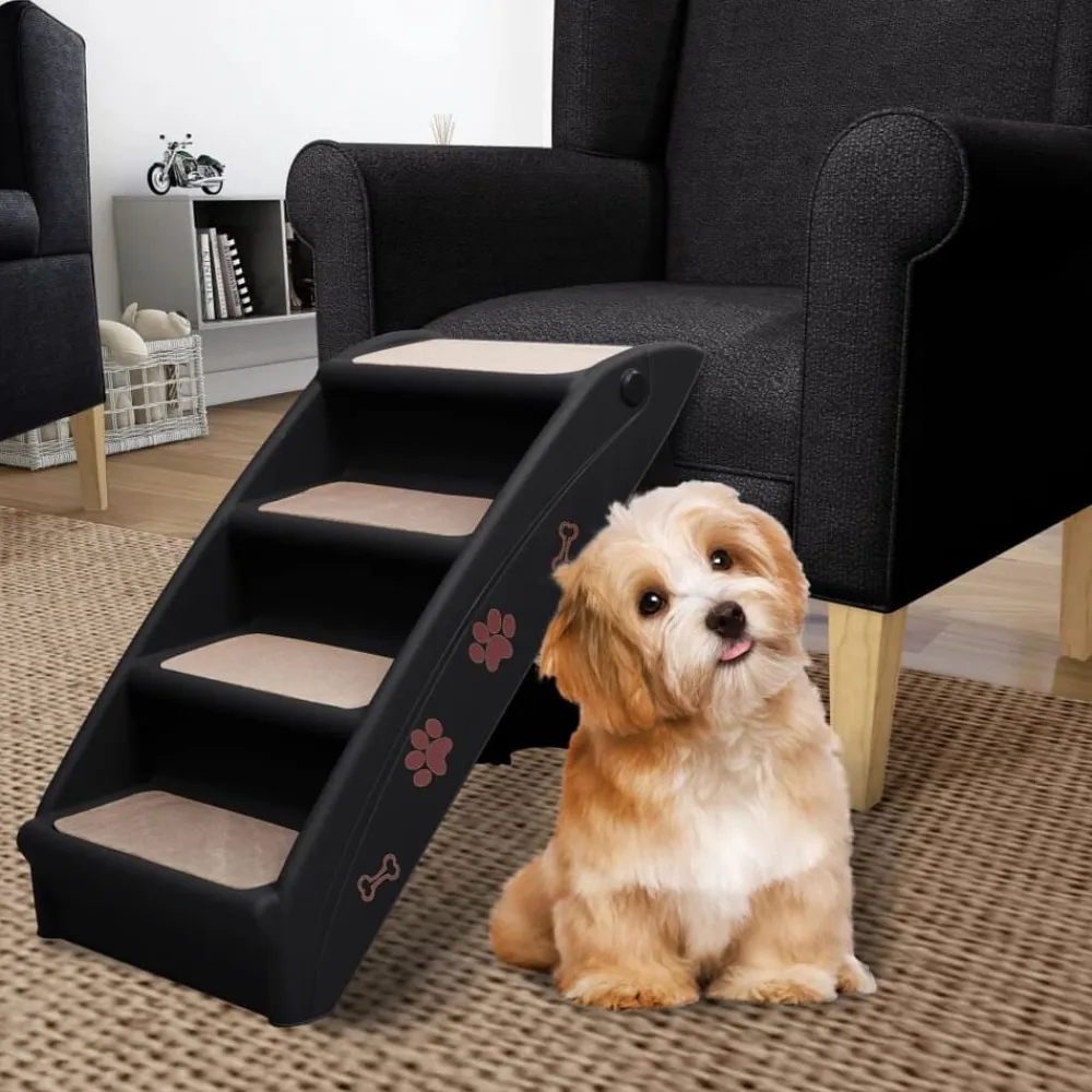 vidaXL Escalera plegable para perros 62x40x49,5 cm Negro Outlet