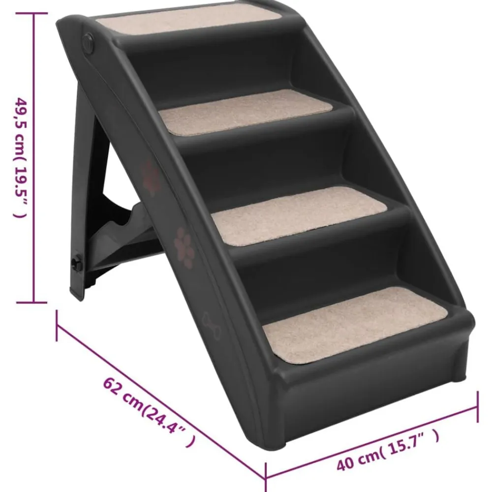 vidaXL Escalera plegable para perros 62x40x49,5 cm Negro Outlet