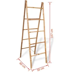 vidaXL Escalera toallero doble con 5 peldaños bambú 50x160 cm Outlet