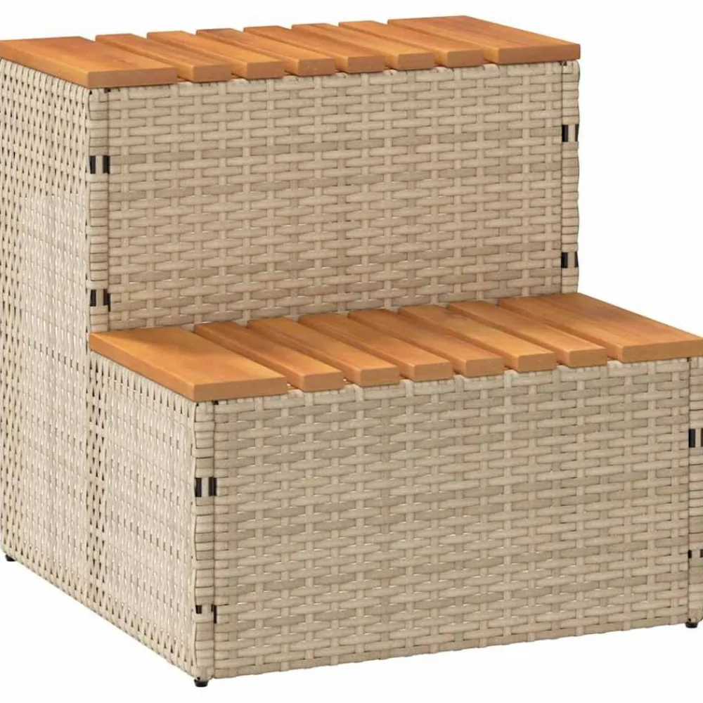 vidaXL Escalón bañera hidromasaje 50x50x50,5 cm ratán sintético Beige New