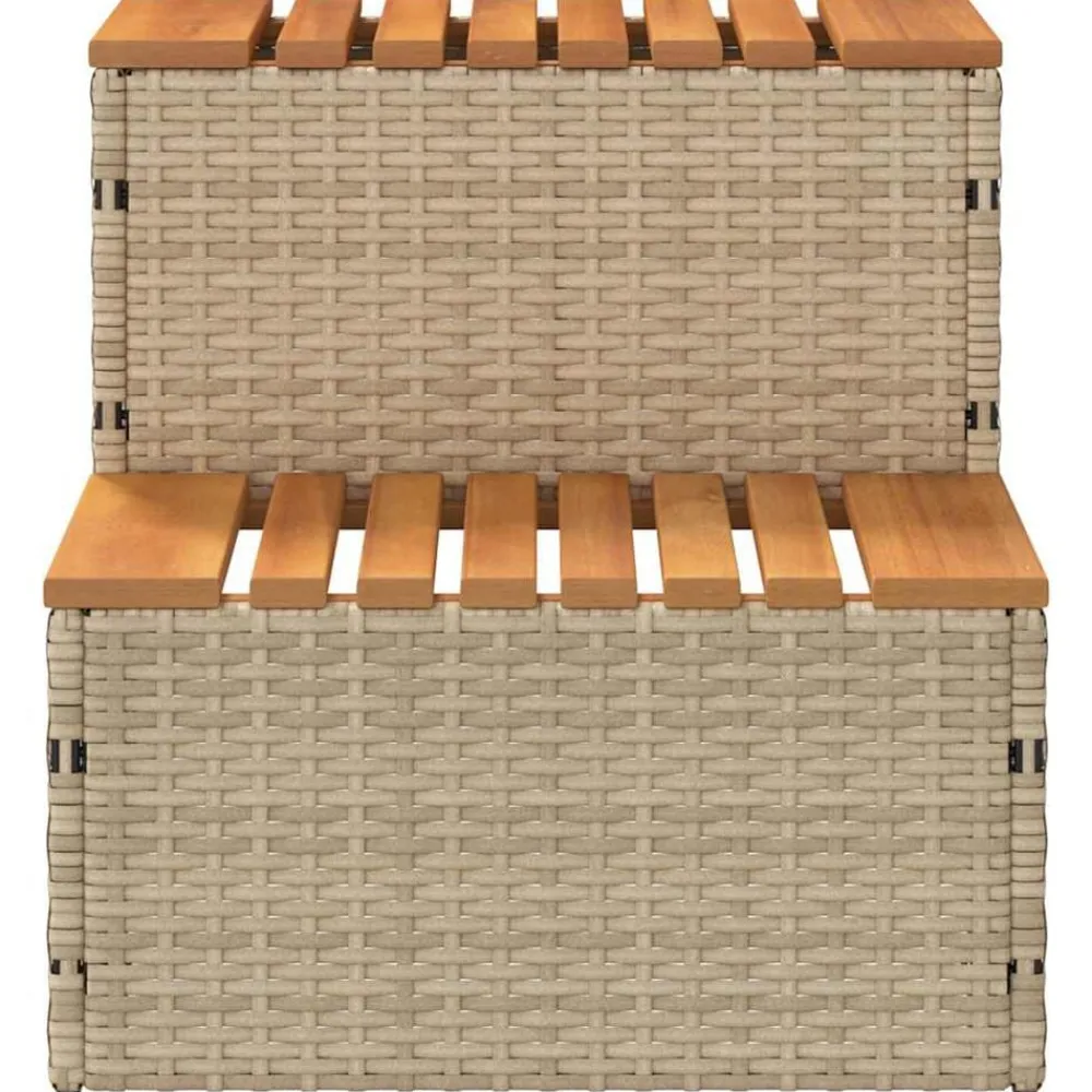 vidaXL Escalón bañera hidromasaje 50x50x50,5 cm ratán sintético Beige New