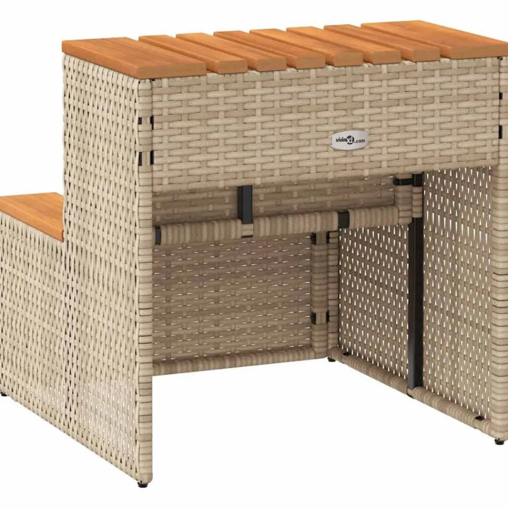 vidaXL Escalón bañera hidromasaje 50x50x50,5 cm ratán sintético Beige New