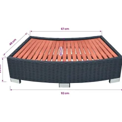 vidaXL Escalón para bañera hidromasaje poli ratán 92x45x25 cm Negro Discount