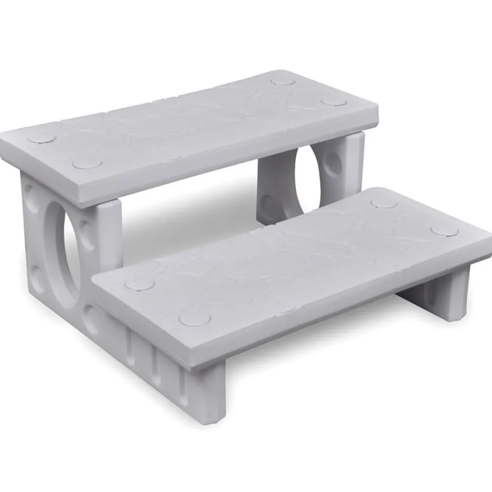 vidaXL Escalones para bañera de hidromasaje Blanco Outlet