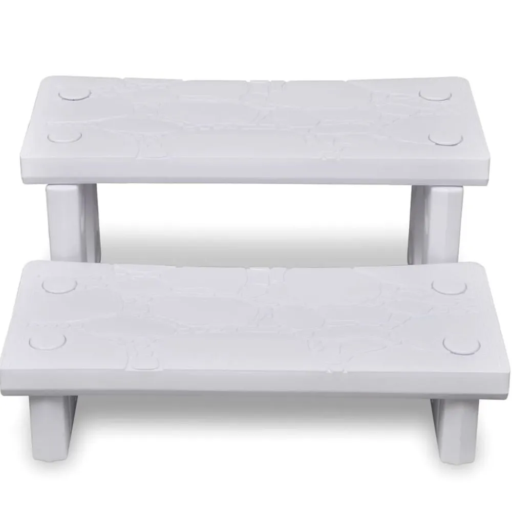 vidaXL Escalones para bañera de hidromasaje Blanco Outlet