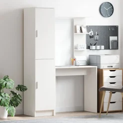 vidaXL Escritorio 2 pcs White New