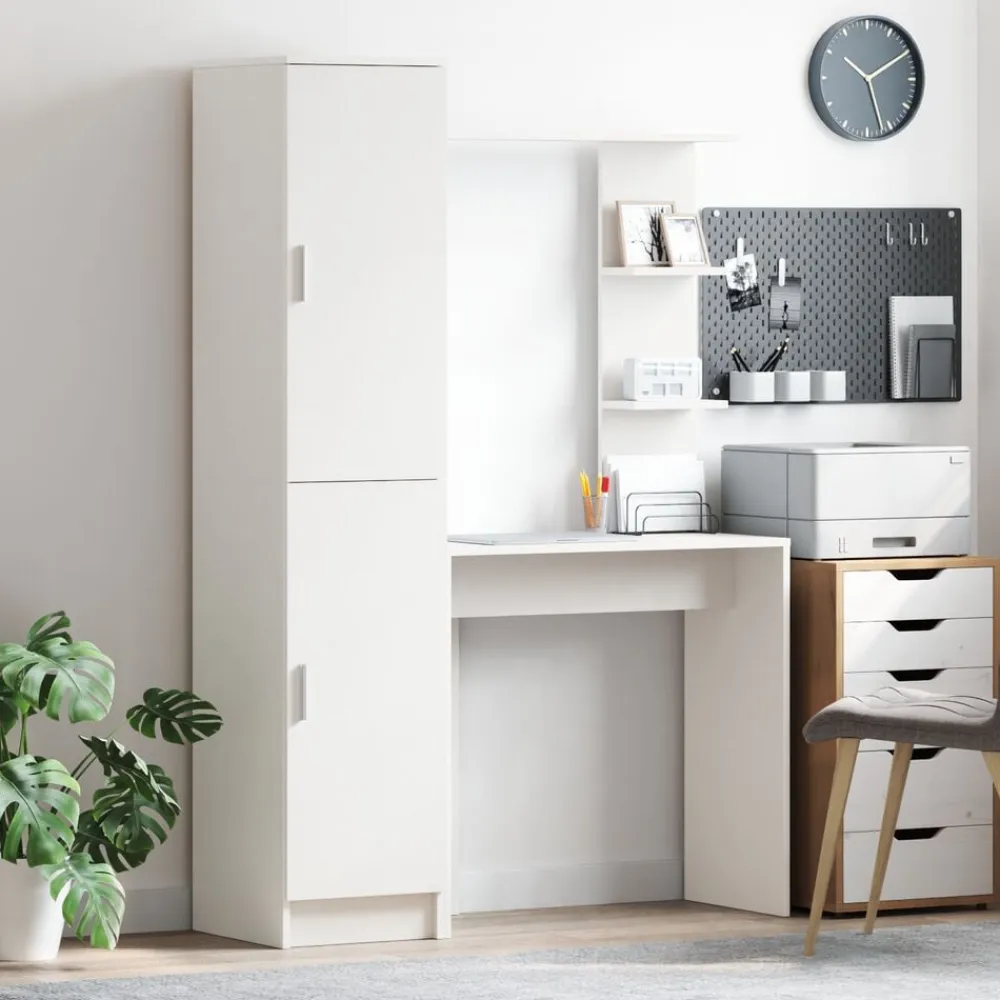 vidaXL Escritorio 2 pcs White New
