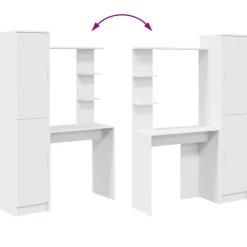 vidaXL Escritorio 2 pcs White New