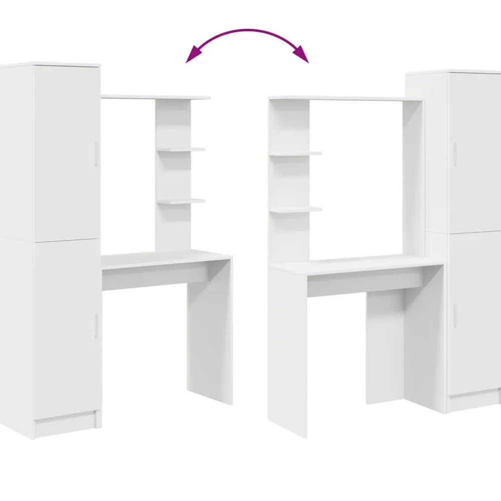 vidaXL Escritorio 2 pcs White New