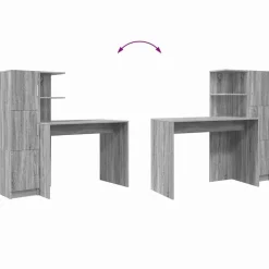 vidaXL Escritorio 2 pcs Gris sonoma Online