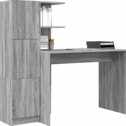 vidaXL Escritorio 2 pcs Gris sonoma Online