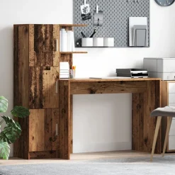 vidaXL Escritorio 2 pcs Madera vieja Madera envejecida Outlet