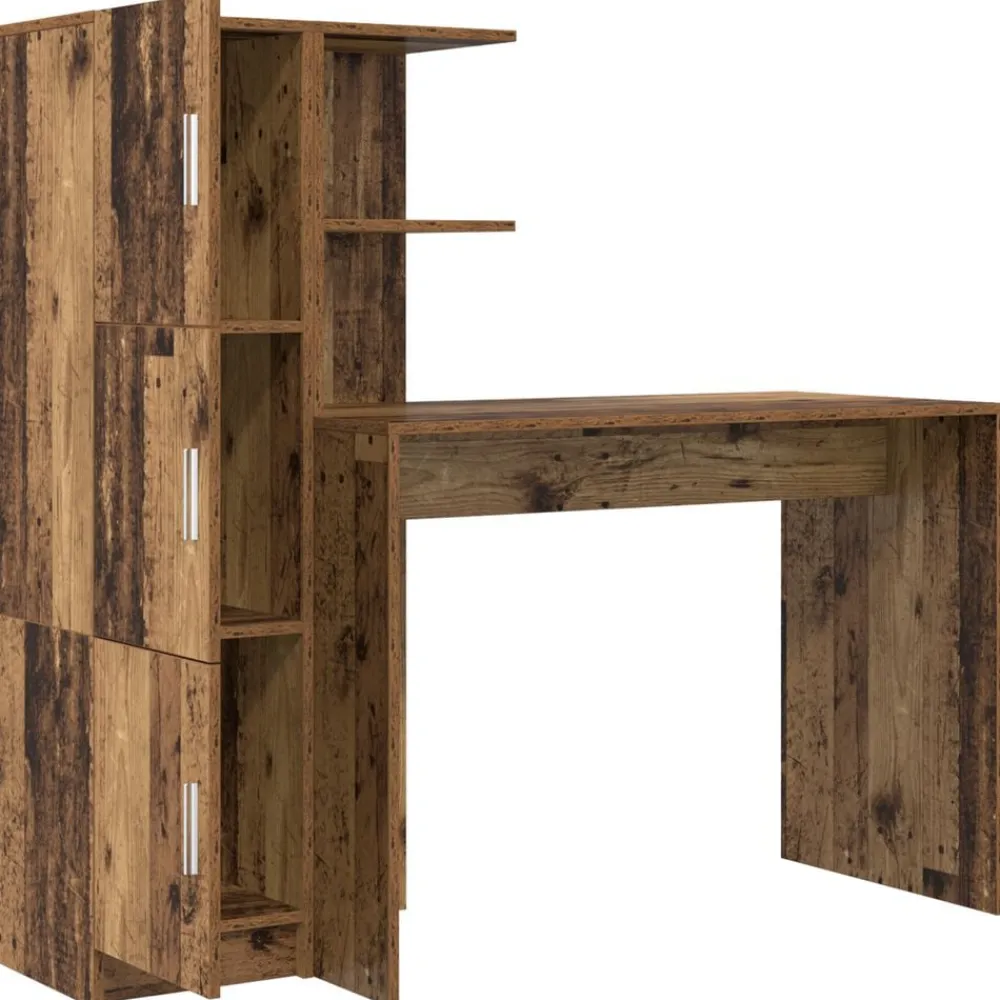 vidaXL Escritorio 2 pcs Madera vieja Madera envejecida Outlet
