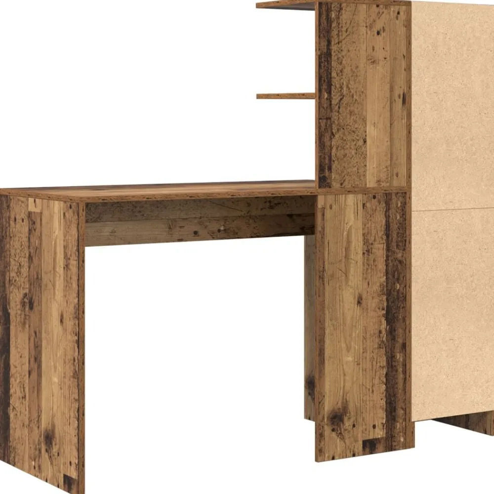 vidaXL Escritorio 2 pcs Madera vieja Madera envejecida Outlet