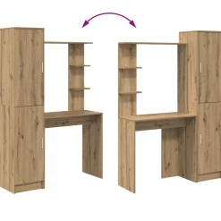 vidaXL Mobiliario De Oficina-Escritorio 2 pcs Roble artesanal