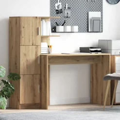 vidaXL Escritorio 2 pcs Roble artesanal Roble artisan New