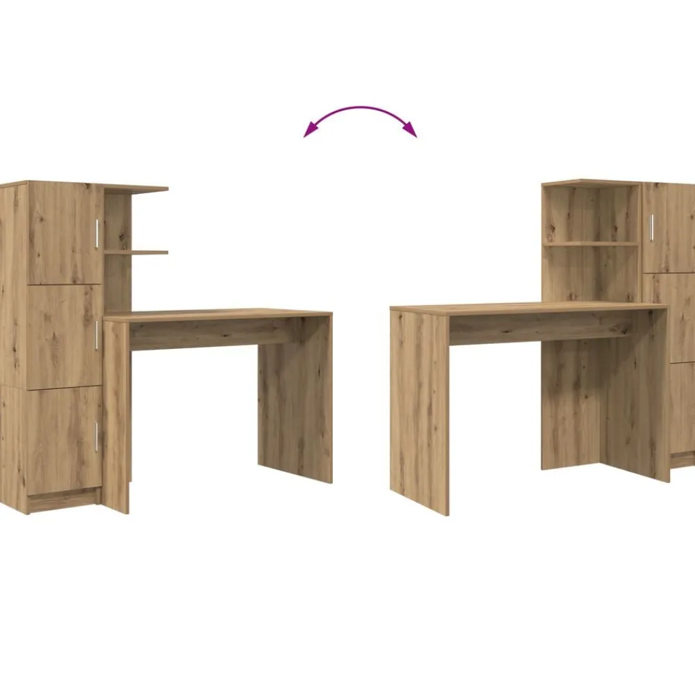 vidaXL Escritorio 2 pcs Roble artesanal Roble artisan New