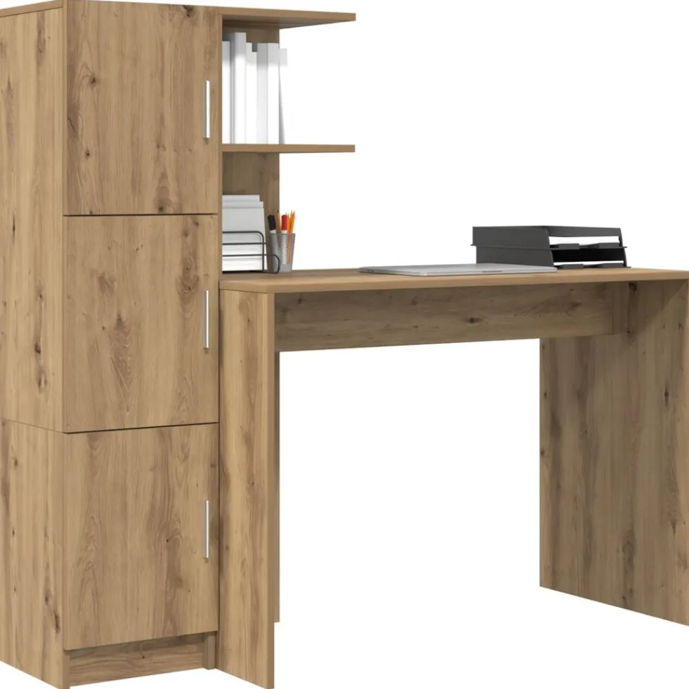 vidaXL Escritorio 2 pcs Roble artesanal Roble artisan New