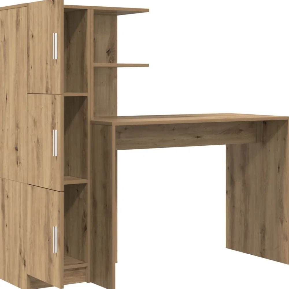 vidaXL Escritorio 2 pcs Roble artesanal Roble artisan New